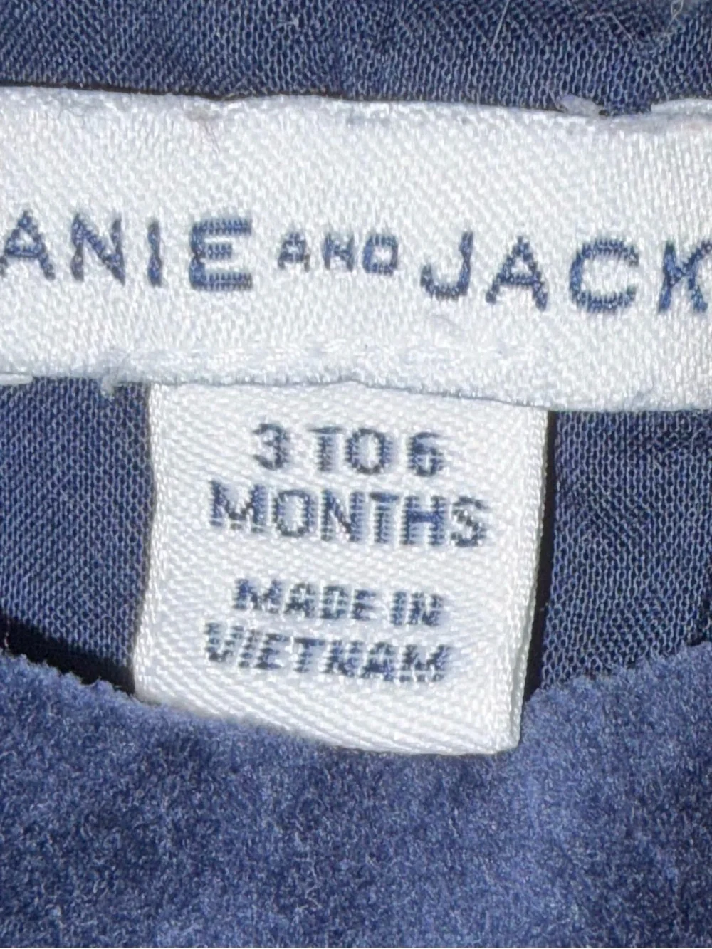 Janie and Jack navy velvet Jon Jon sz 3-6 months EUC